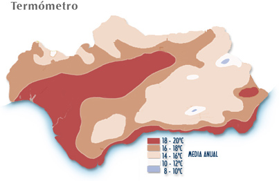 Mapa de temperaturas de Andalucía